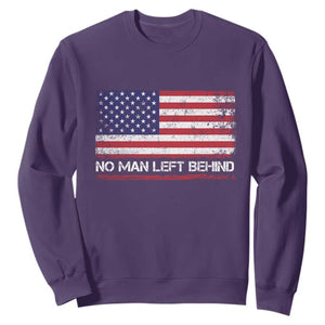 No Man Left Behind Distressed USA Flag Sweatshirt Patriotic US Military Brotherhood TS02 Purple Print Your Wear