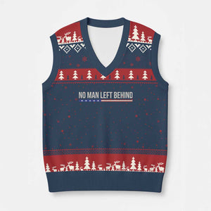 No Man Left Behind Minimalist Patriotic Flag V-Neck Knit Sweater Vest US Military Brotherhood Pride TS02 Navy Red Print Your Wear