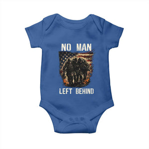 No Man Left Behind Soldiers Brotherhood Baby Onesie American Flag US Military TS02 Royal Blue Print Your Wear