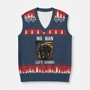 No Man Left Behind Soldiers Brotherhood V-Neck Knit Sweater Vest American Flag US Military TS02 Navy Red Print Your Wear