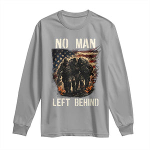 No Man Left Behind Soldiers Brotherhood Long Sleeve Shirt American Flag US Military TS02 Sport Gray Print Your Wear