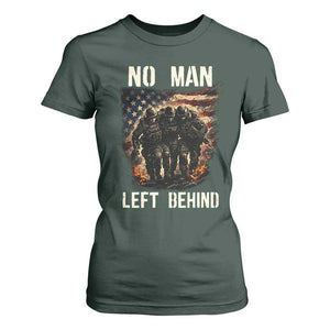 No Man Left Behind Soldiers Brotherhood T Shirt For Women American Flag US Military TS02 Dark Forest Green Print Your Wear