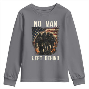 No Man Left Behind Soldiers Brotherhood Youth Sweatshirt American Flag US Military TS02 Charcoal Print Your Wear