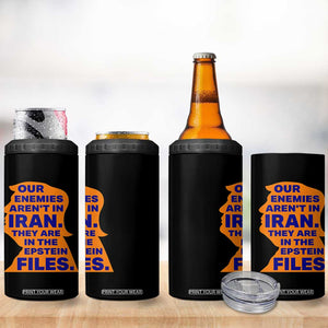 Our Enemies Aren't In Iran 4 in 1 Can Cooler Tumbler Epstein Files Silhouette Political Satire TS02 Print Your Wear