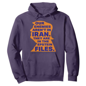 Our Enemies Aren't In Iran Hoodie Epstein Files Silhouette Political Satire TS02 Purple Print Your Wear
