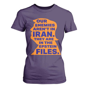 Our Enemies Aren't In Iran T Shirt For Women Epstein Files Silhouette Political Satire TS02 Purple Print Your Wear