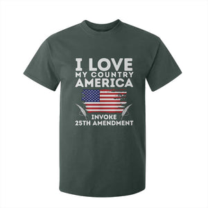 I Love My Country Invoke 25th Amendment T Shirt For Kid Distressed Flag Patriotic Political Satire TS02 Dark Forest Green Print Your Wear