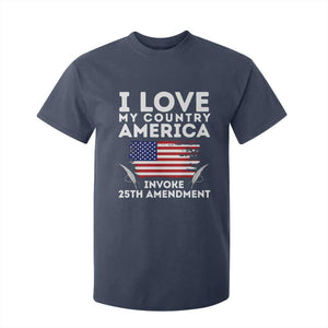 I Love My Country Invoke 25th Amendment T Shirt For Kid Distressed Flag Patriotic Political Satire TS02 Navy Print Your Wear