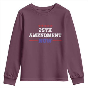 25th Amendment Now Patriotic Youth Sweatshirt Red White and Blue Political Satire TS02 Maroon Print Your Wear