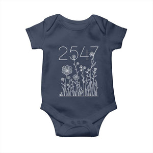 25 47 Floral Wildflower Subtle Graphic Baby Onesie Political Satire Patriotic 25th Amendment TS02 Navy Print Your Wear
