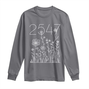 25 47 Floral Wildflower Subtle Graphic Long Sleeve Shirt Political Satire Patriotic 25th Amendment TS02 Charcoal Print Your Wear
