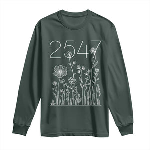 25 47 Floral Wildflower Subtle Graphic Long Sleeve Shirt Political Satire Patriotic 25th Amendment TS02 Dark Forest Green Print Your Wear