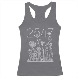 25 47 Floral Wildflower Subtle Graphic Racerback Tank Top Political Satire Patriotic 25th Amendment TS02 Charcoal Print Your Wear
