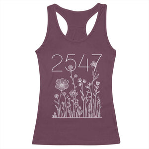 25 47 Floral Wildflower Subtle Graphic Racerback Tank Top Political Satire Patriotic 25th Amendment TS02 Maroon Print Your Wear