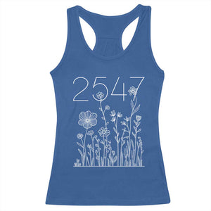 25 47 Floral Wildflower Subtle Graphic Racerback Tank Top Political Satire Patriotic 25th Amendment TS02 Royal Blue Print Your Wear
