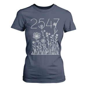 25 47 Floral Wildflower Subtle Graphic T Shirt For Women Political Satire Patriotic 25th Amendment TS02 Navy Print Your Wear