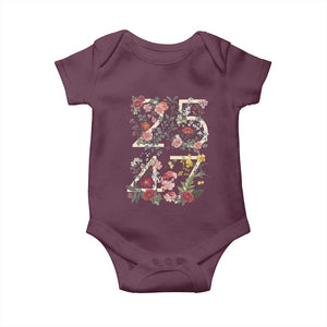 2547 Wildflower Floral Graphic Baby Onesie Subtle Coded 25th Amendment Political Satire Aesthetic TS02 Maroon Print Your Wear