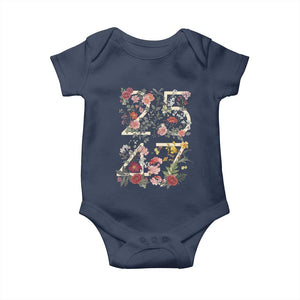 2547 Wildflower Floral Graphic Baby Onesie Subtle Coded 25th Amendment Political Satire Aesthetic TS02 Navy Print Your Wear