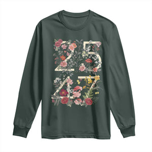 2547 Wildflower Floral Graphic Long Sleeve Shirt Subtle Coded 25th Amendment Political Satire Aesthetic TS02 Dark Forest Green Print Your Wear