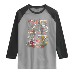 2547 Wildflower Floral Graphic Raglan Shirt Subtle Coded 25th Amendment Political Satire Aesthetic TS02 Sport Gray Black Print Your Wear