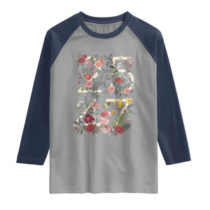 2547 Wildflower Floral Graphic Raglan Shirt Subtle Coded 25th Amendment Political Satire Aesthetic TS02 Sport Gray Navy Print Your Wear