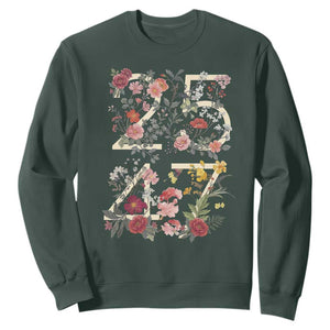 2547 Wildflower Floral Graphic Sweatshirt Subtle Coded 25th Amendment Political Satire Aesthetic TS02 Dark Forest Green Print Your Wear