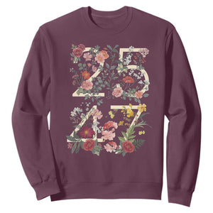 2547 Wildflower Floral Graphic Sweatshirt Subtle Coded 25th Amendment Political Satire Aesthetic TS02 Maroon Print Your Wear
