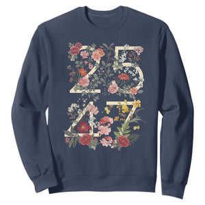 2547 Wildflower Floral Graphic Sweatshirt Subtle Coded 25th Amendment Political Satire Aesthetic TS02 Navy Print Your Wear