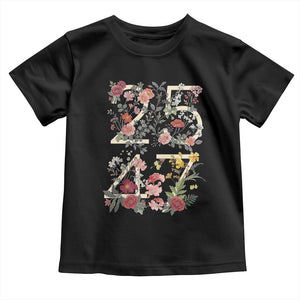 2547 Wildflower Floral Graphic Toddler T Shirt Subtle Coded 25th Amendment Political Satire Aesthetic TS02 Black Print Your Wear