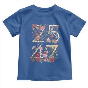 2547 Wildflower Floral Graphic Toddler T Shirt Subtle Coded 25th Amendment Political Satire Aesthetic TS02 Royal Blue Print Your Wear