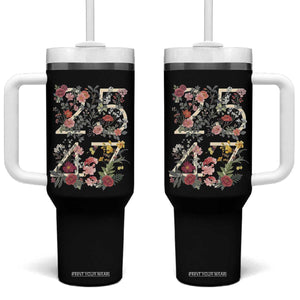 2547 Wildflower Floral Graphic Tumbler With Handle Subtle Coded 25th Amendment Political Satire Aesthetic TS02 One Size: 40 oz Black Print Your Wear