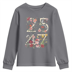 2547 Wildflower Floral Graphic Youth Sweatshirt Subtle Coded 25th Amendment Political Satire Aesthetic TS02 Charcoal Print Your Wear