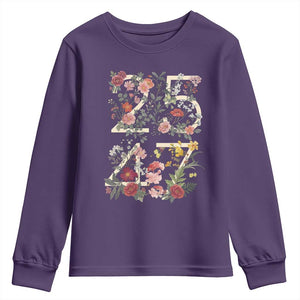 2547 Wildflower Floral Graphic Youth Sweatshirt Subtle Coded 25th Amendment Political Satire Aesthetic TS02 Purple Print Your Wear