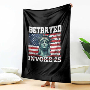 Betrayed Invoke 25 Statue of Liberty Crying Throw Blanket 25th Amendment Distressed Flag Political Satire Graphic TS02 Print Your Wear