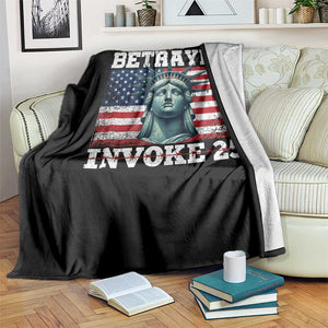 Betrayed Invoke 25 Statue of Liberty Crying Throw Blanket 25th Amendment Distressed Flag Political Satire Graphic TS02 Print Your Wear