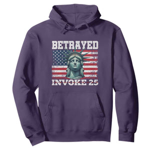 Betrayed Invoke 25 Statue of Liberty Crying Hoodie 25th Amendment Distressed Flag Political Satire Graphic TS02 Purple Print Your Wear