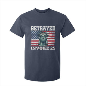 Betrayed Invoke 25 Statue of Liberty Crying T Shirt For Kid 25th Amendment Distressed Flag Political Satire Graphic TS02 Navy Print Your Wear