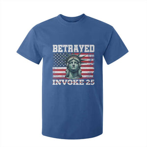 Betrayed Invoke 25 Statue of Liberty Crying T Shirt For Kid 25th Amendment Distressed Flag Political Satire Graphic TS02 Royal Blue Print Your Wear
