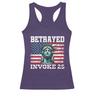 Betrayed Invoke 25 Statue of Liberty Crying Racerback Tank Top 25th Amendment Distressed Flag Political Satire Graphic TS02 Purple Print Your Wear
