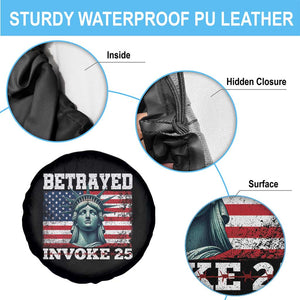 Betrayed Invoke 25 Statue of Liberty Crying Spare Tire Cover 25th Amendment Distressed Flag Political Satire Graphic TS02 Print Your Wear
