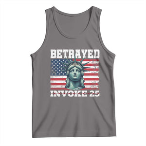 Betrayed Invoke 25 Statue of Liberty Crying Tank Top 25th Amendment Distressed Flag Political Satire Graphic TS02 Deep Heather Print Your Wear