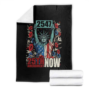25th Amendment Now 2547 Throw Blanket Statue of Liberty Floral Political Statement Graphic TS02 Black Print Your Wear
