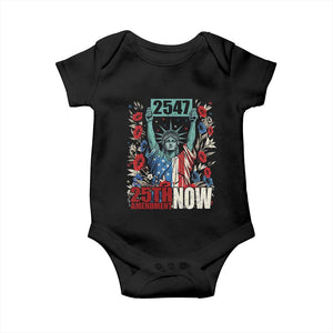 25th Amendment Now 2547 Baby Onesie Statue of Liberty Floral Political Statement Graphic TS02 Black Print Your Wear