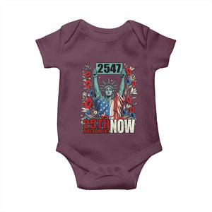 25th Amendment Now 2547 Baby Onesie Statue of Liberty Floral Political Statement Graphic TS02 Maroon Print Your Wear