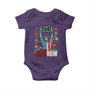 25th Amendment Now 2547 Baby Onesie Statue of Liberty Floral Political Statement Graphic TS02 Purple Print Your Wear