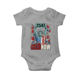 25th Amendment Now 2547 Baby Onesie Statue of Liberty Floral Political Statement Graphic TS02 Sport Gray Print Your Wear
