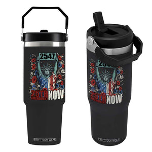 25th Amendment Now 2547 Flip Straw Tumbler Statue of Liberty Floral Political Statement Graphic TS02 One Size: 30 oz Black Print Your Wear