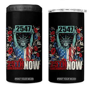 25th Amendment Now 2547 4 in 1 Can Cooler Tumbler Statue of Liberty Floral Political Statement Graphic TS02 One Size: 16 oz Black Print Your Wear