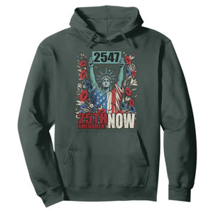 25th Amendment Now 2547 Hoodie Statue of Liberty Floral Political Statement Graphic TS02 Dark Forest Green Print Your Wear