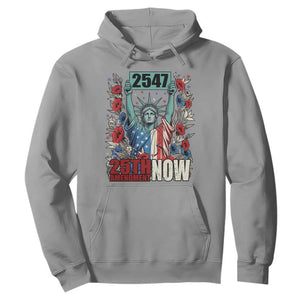 25th Amendment Now 2547 Hoodie Statue of Liberty Floral Political Statement Graphic TS02 Sport Gray Print Your Wear